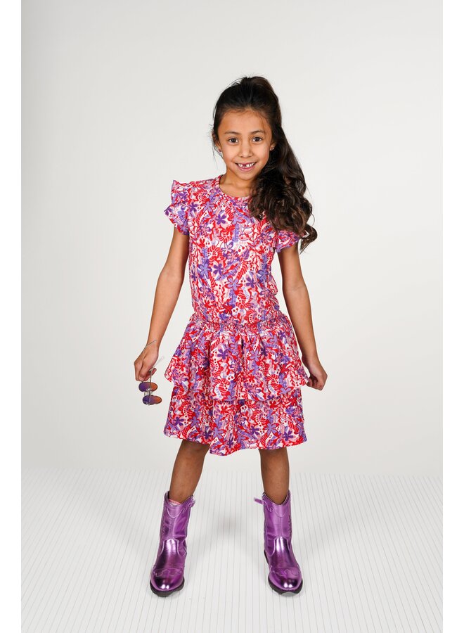 Delphi printed dress Y502-5810 | Cherry AO (906)