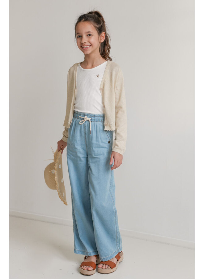 F501-5311 Derby Flo girls glitter cardigan | Soft gold (556) S25