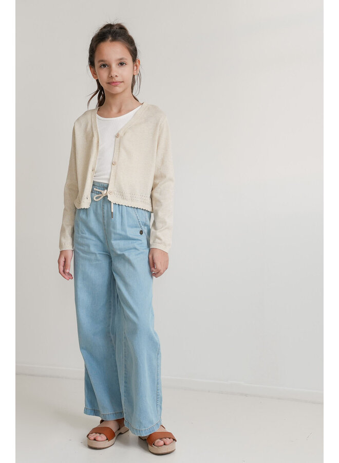 F501-5311 Derby Flo girls glitter cardigan | Soft gold (556) S25