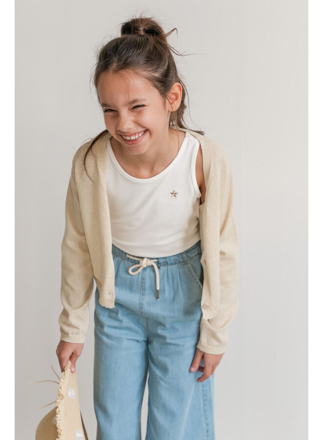 F501-5311 Derby Flo girls glitter cardigan | Soft gold (556) S25