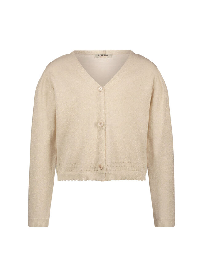 F501-5311 Derby Flo girls glitter cardigan | Soft gold (556) S25