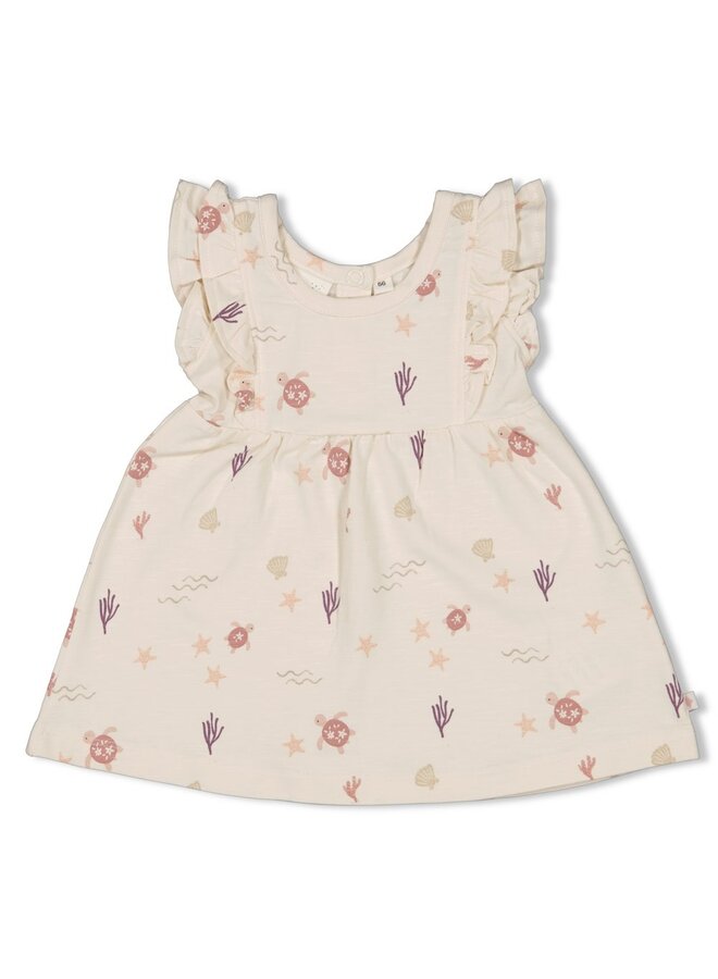 Jurk ruches AOP - Starfish Wishes (Offwhite) | 51400543