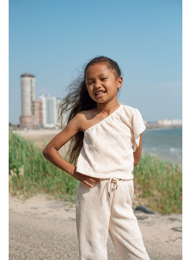 F502-5113 Cassie knitted crochet one shoulder top | Kit (050) S25