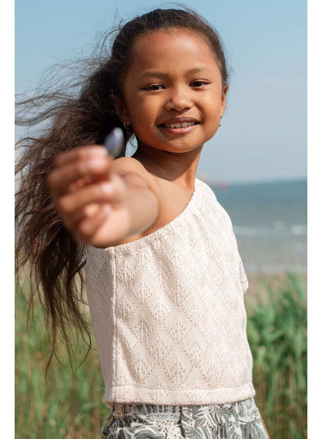 F502-5113 Cassie knitted crochet one shoulder top | Kit (050) S25