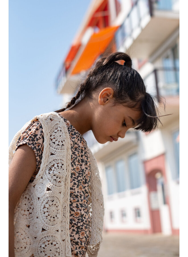 F502-5411 Flo girls top with elastic | Flower (940) S25