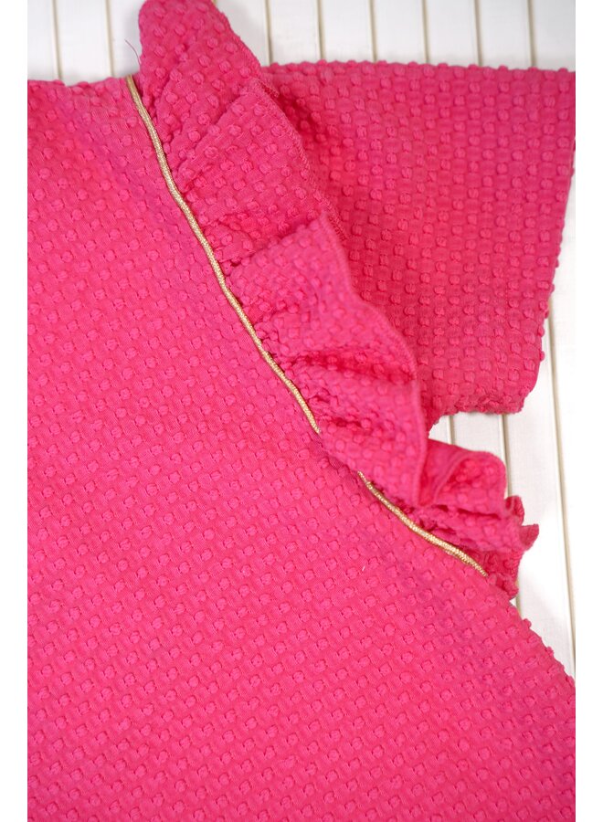 Teddie dotted jersey t-shirt with ruffle detail Y502-5414 | Fandango Pink (215)