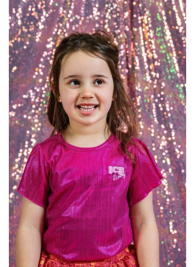 B.Nosy x K3 Brynn metallic plissé top Y504-5106 | Sugar plum (270)