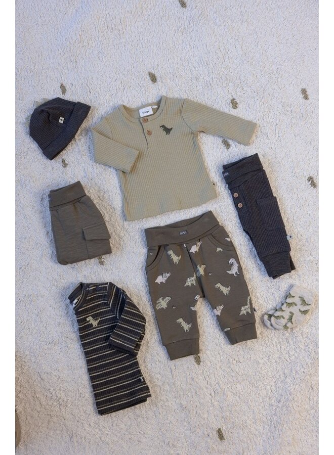 Longsleeve rib met streep - Rawrsome (Antraciet melange) | 51602620