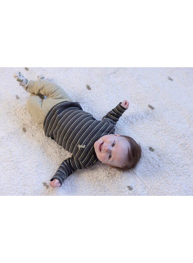 Longsleeve rib met streep - Rawrsome (Antraciet melange) | 51602620