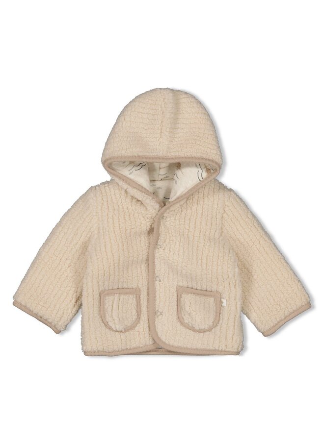 Bouclé omkeerbaar jasje met capuchon - Narwal (Offwhite) | 51800351