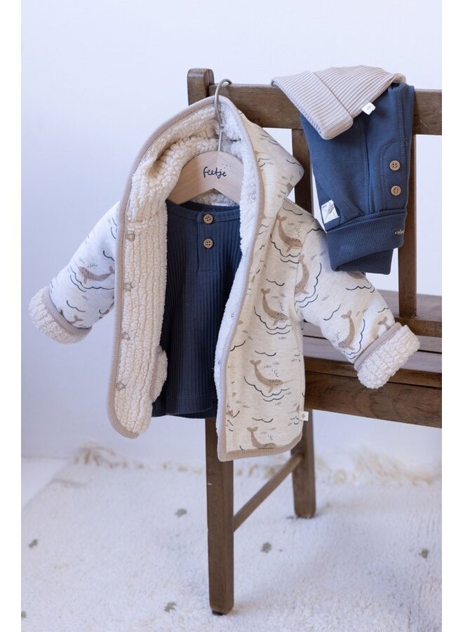 Bouclé omkeerbaar jasje met capuchon - Narwal (Offwhite) | 51800351