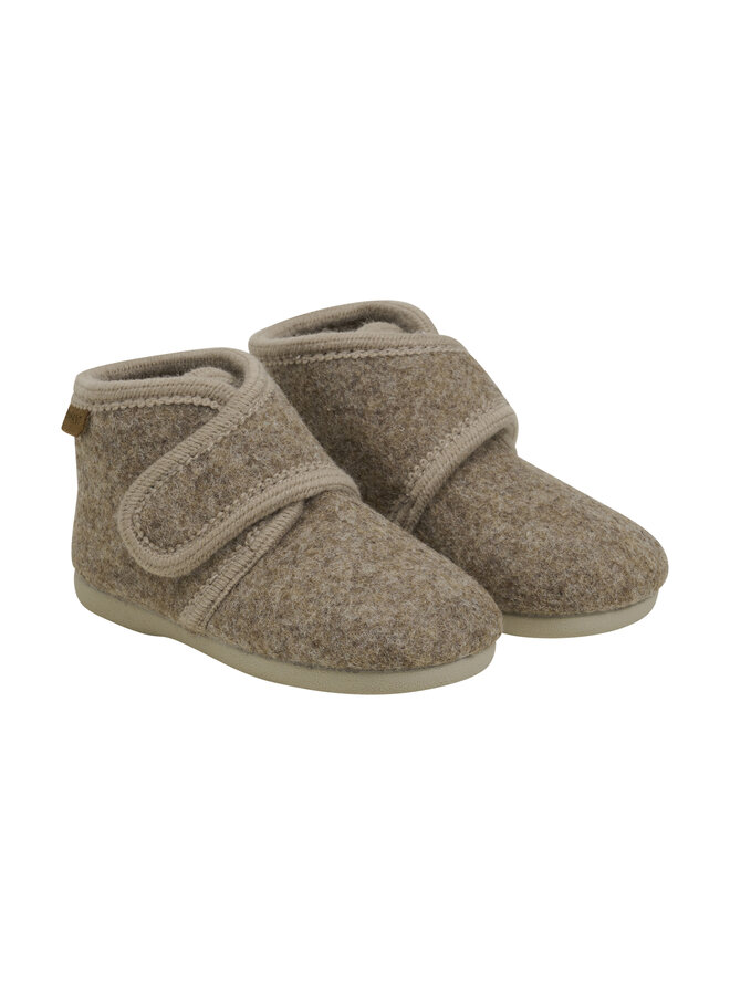 Slippers Wool Velcro 6474 | Walnut Melange (2811)
