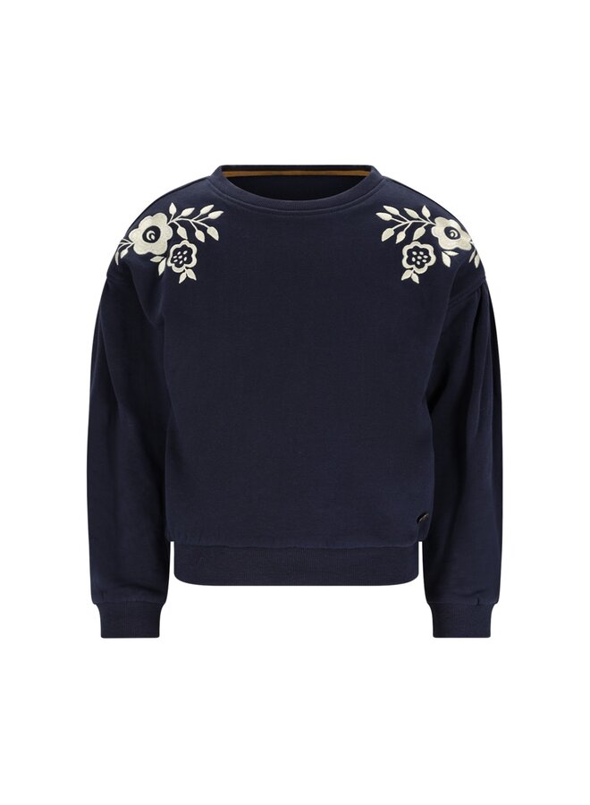F508-5305 Danee Flo girls sweater with artwork | Navy (190) W25