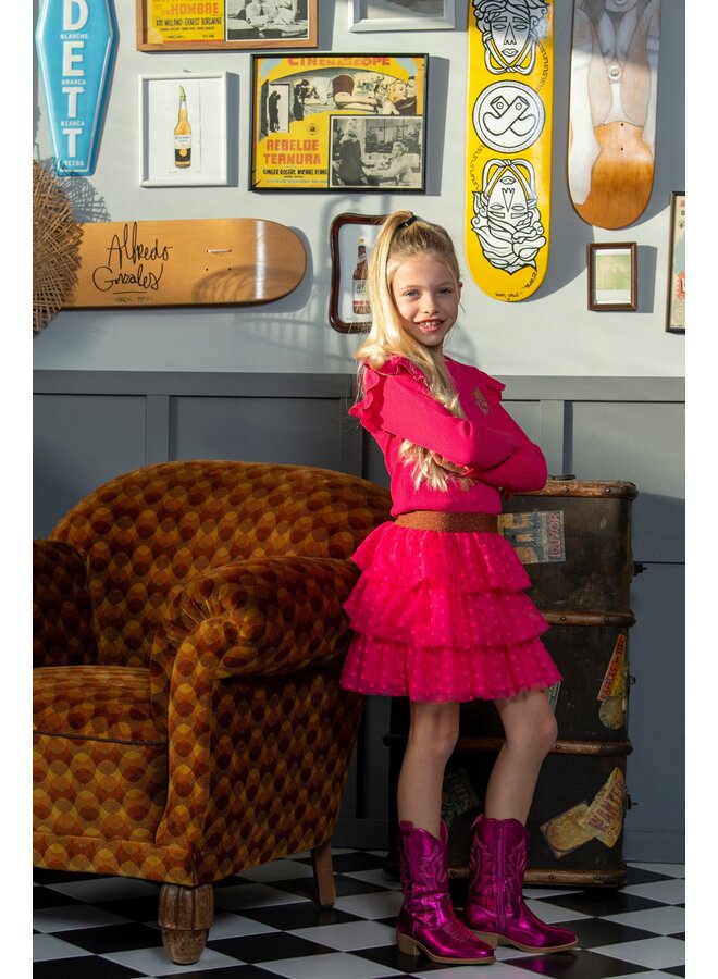 Dora B.Nosy girls dress with multi layer mesh skirt Y508-5818 | Cabaret 231 (W25)