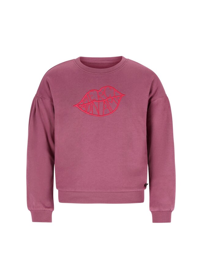 F509-5305 Danee Flo girls sweater with artwork | Mauve (620) W25