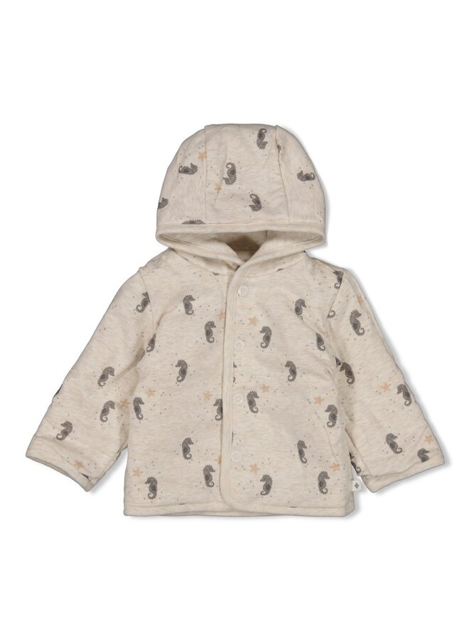 Omkeerbaar jasje met capuchon AOP - Sea Sweeties (Offwhite melange) | 51800360