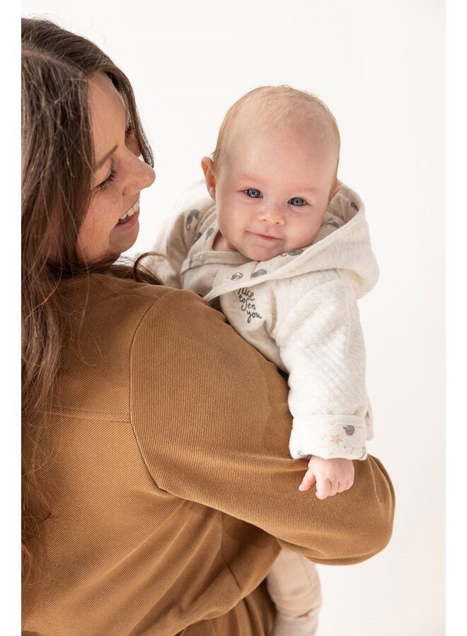 Omkeerbaar jasje met capuchon AOP - Sea Sweeties (Offwhite melange) | 51800360