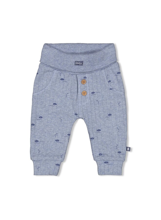 Broek rib AOP - Blue Ocean (Blauw melange) | 52202495