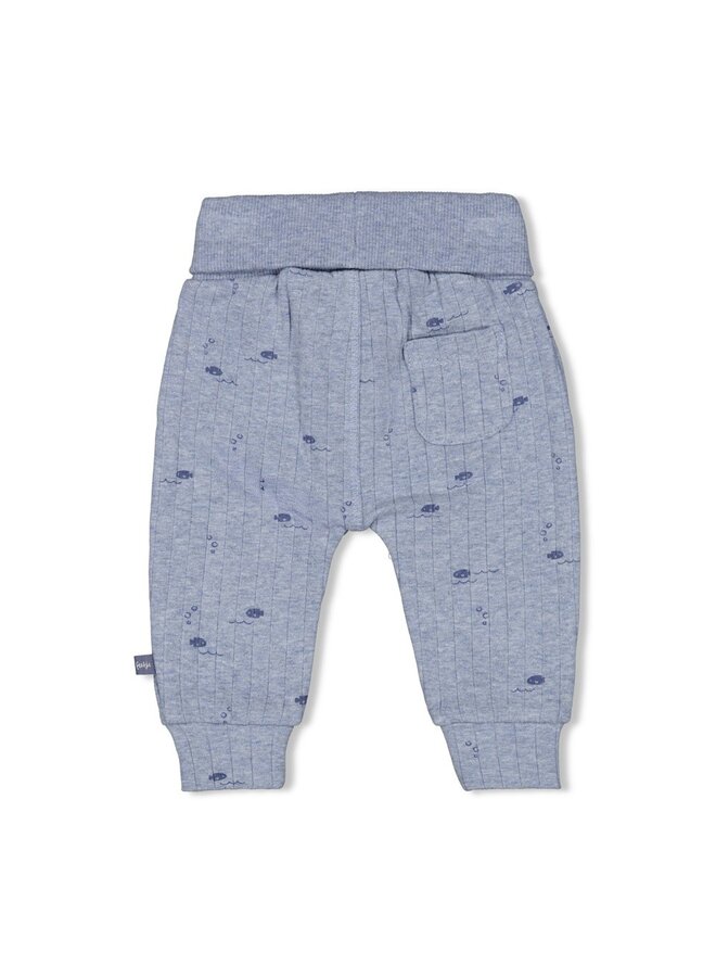Broek rib AOP - Blue Ocean (Blauw melange) | 52202495