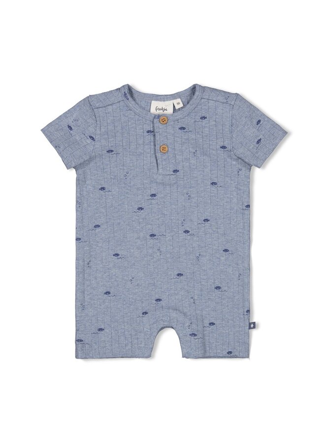 Kort pakje rib AOP - Blue Ocean (Blauw melange) | 51100101