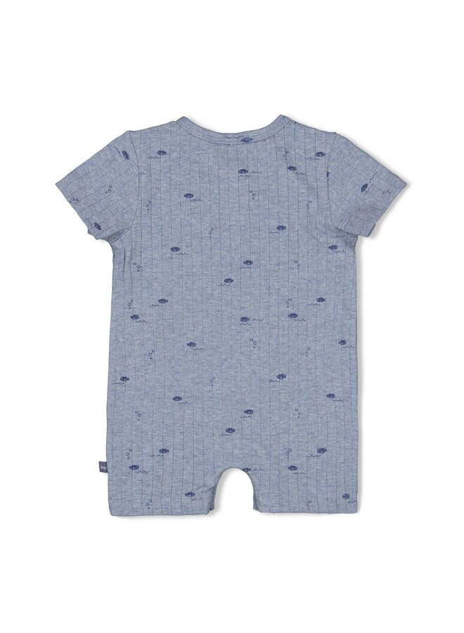 Kort pakje rib AOP - Blue Ocean (Blauw melange) | 51100101