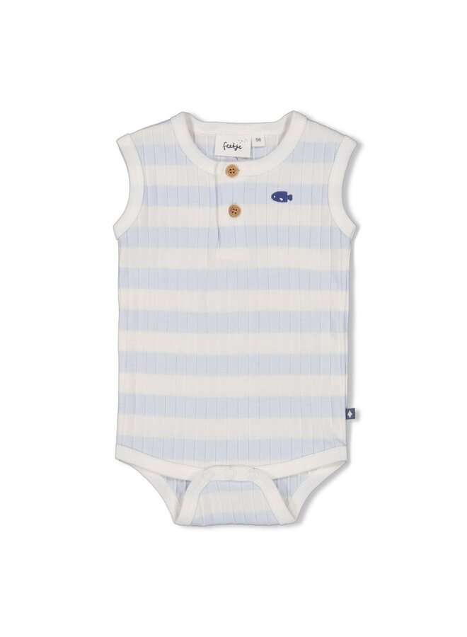Romper rib met streep k/m - Blue Ocean (Blauw) | 50200257