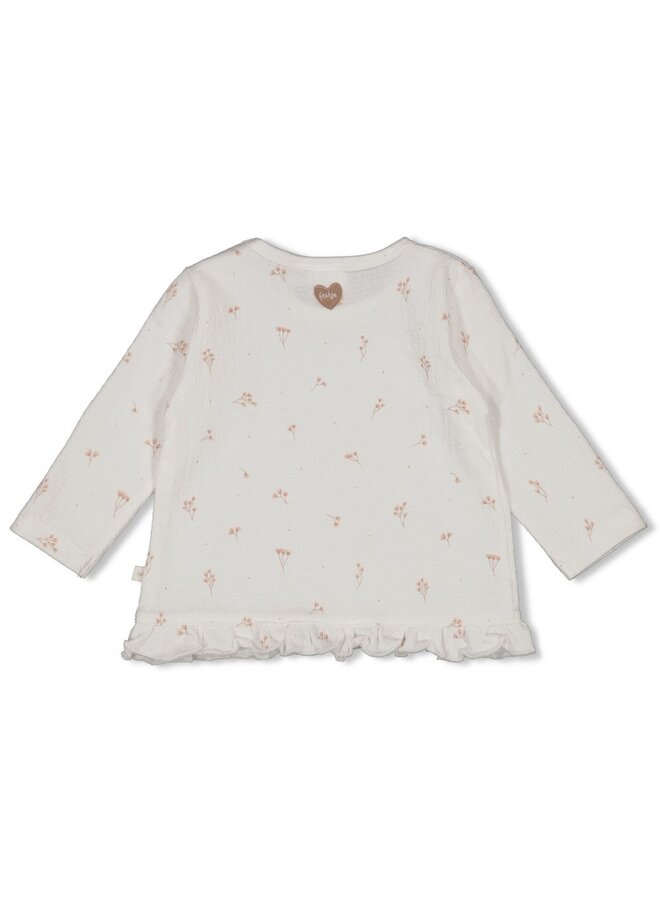 Longsleeve ruches crinkle AOP - Delicate Flower (Offwhite) | 51602729
