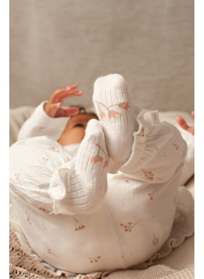 Longsleeve ruches crinkle AOP - Delicate Flower (Offwhite) | 51602729