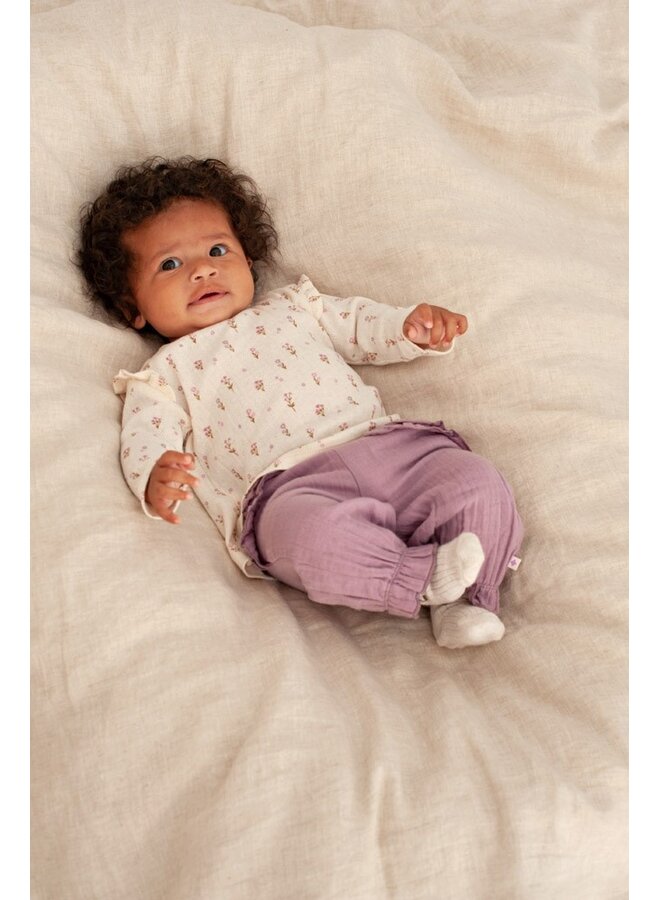 Longsleeve pointelle rib AOP - Flower Ranch (Offwhite) | 51602768