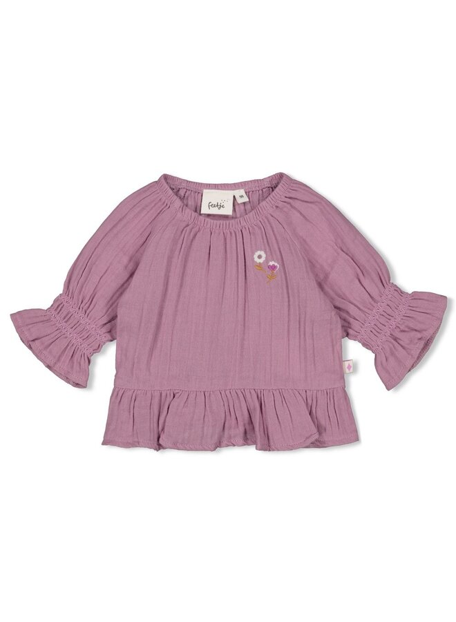 Longsleeve ruches mousseline - Flower Ranch (Violet) | 51602717