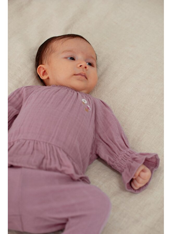Longsleeve ruches mousseline - Flower Ranch (Violet) | 51602717