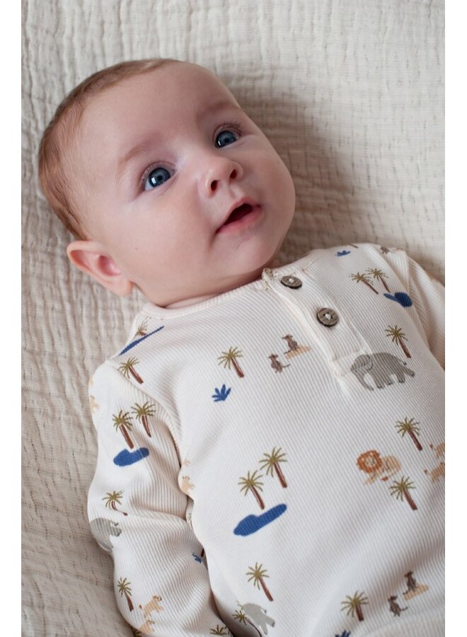 Longsleeve rib AOP - Safari Savage (Offwhite) | 51602741