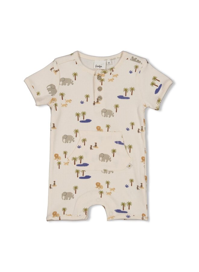 Kort pakje rib AOP - Safari Savage (Offwhite) | 51100104