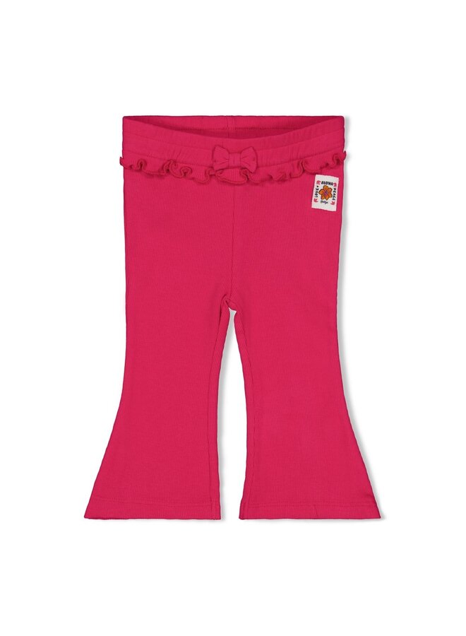 Flare broek rib - Love Peace Aloha (Fuchsia) | 52202523