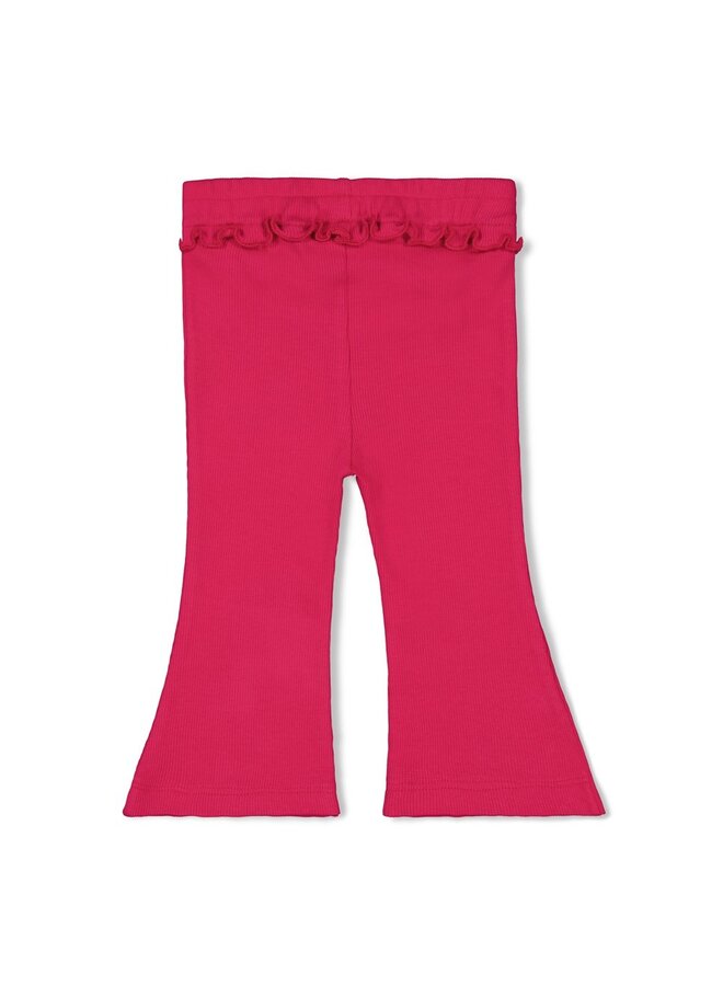 Flare broek rib - Love Peace Aloha (Fuchsia) | 52202523