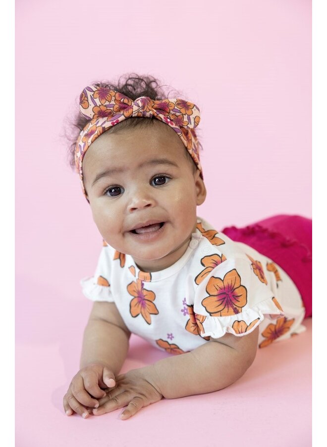 Flare broek rib - Love Peace Aloha (Fuchsia) | 52202523