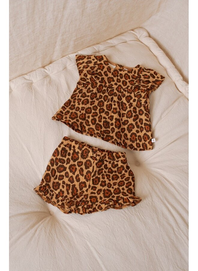 Top + short mousseline AOP - Summer Woven (Camel) | 52700045