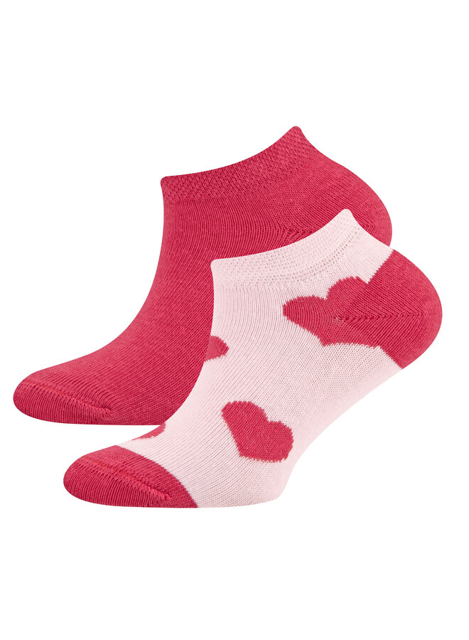 Sneakersocken 2er Pack Herzen/Uni | 201544 ( 2)