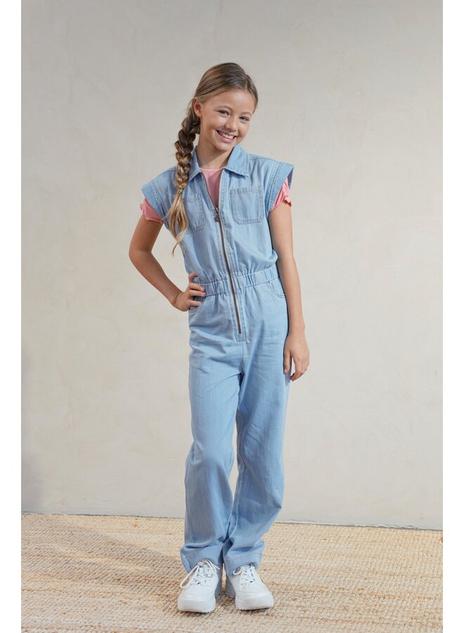 Bodi Flo girls chambrey jumpsuit F602-5003 | lt denim (181)