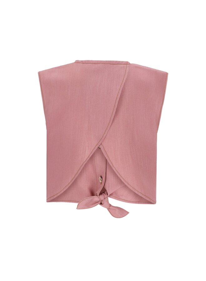 Clara Flo girls chambrey knotted top with CF closure F602-5107 | Old pink (200)
