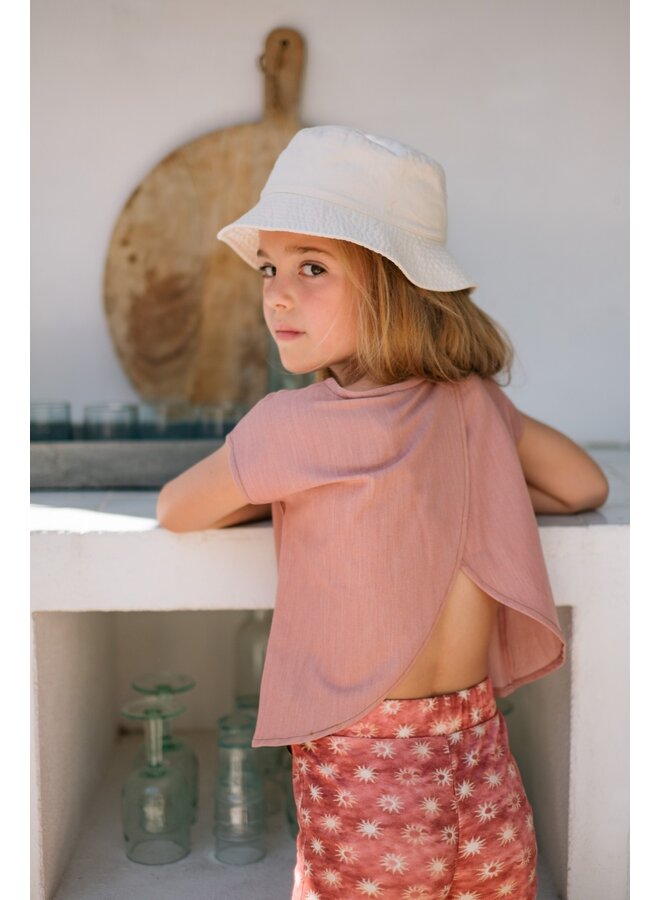 Clara Flo girls chambrey knotted top with CF closure F602-5107 | Old pink (200)