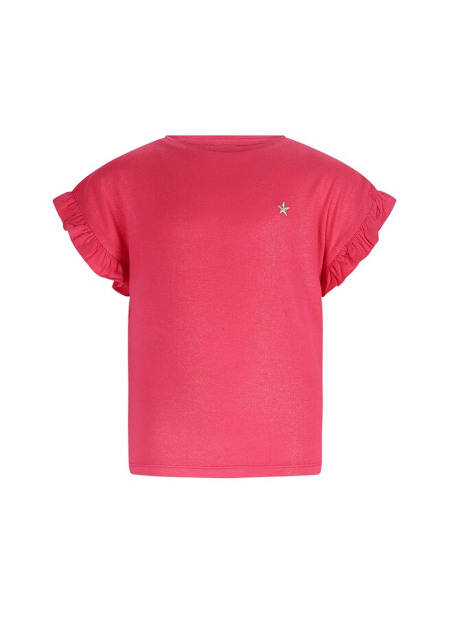 Emma Flo girls ruffle sleeve end F602-5405 | Strawberry (229)