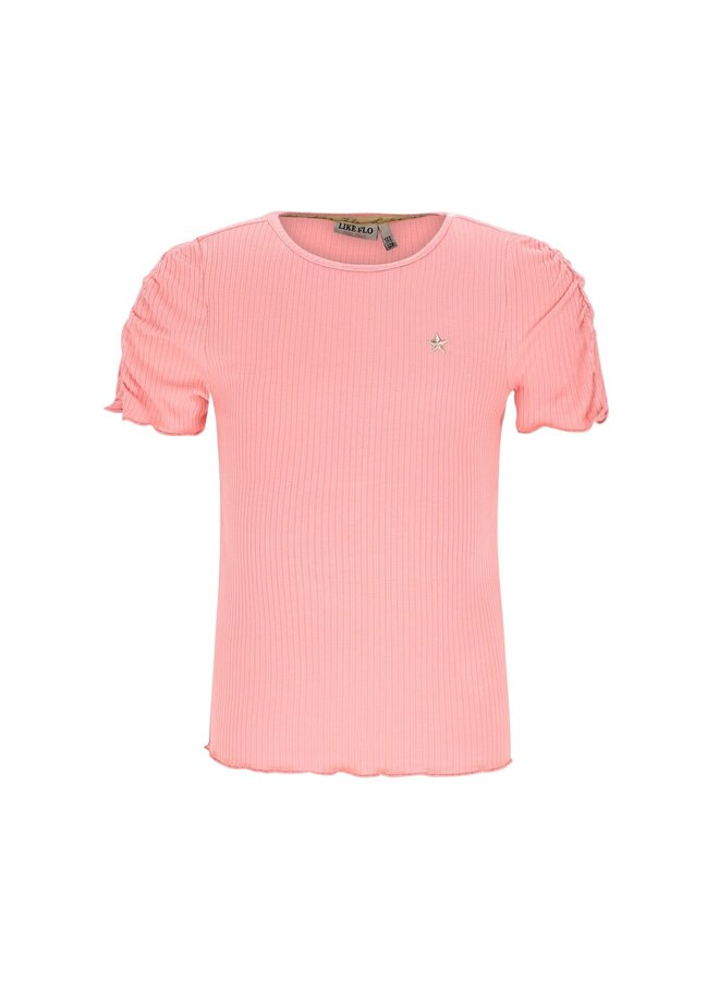 Elise Flo girls rib ss shirt F602-5406 | Salmon (265)