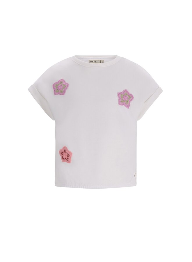 Djezz Flo girls sweat tee with elatic in hem F602-5416 | Off white (001)