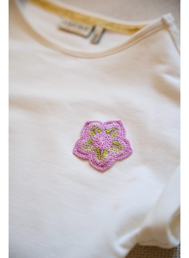 Djezz Flo girls sweat tee with elatic in hem F602-5416 | Off white (001)