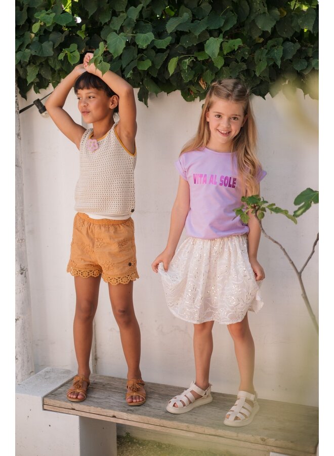 Djezz Flo girls sweat tee with elatic in hem F602-5416 | Lilac (600)