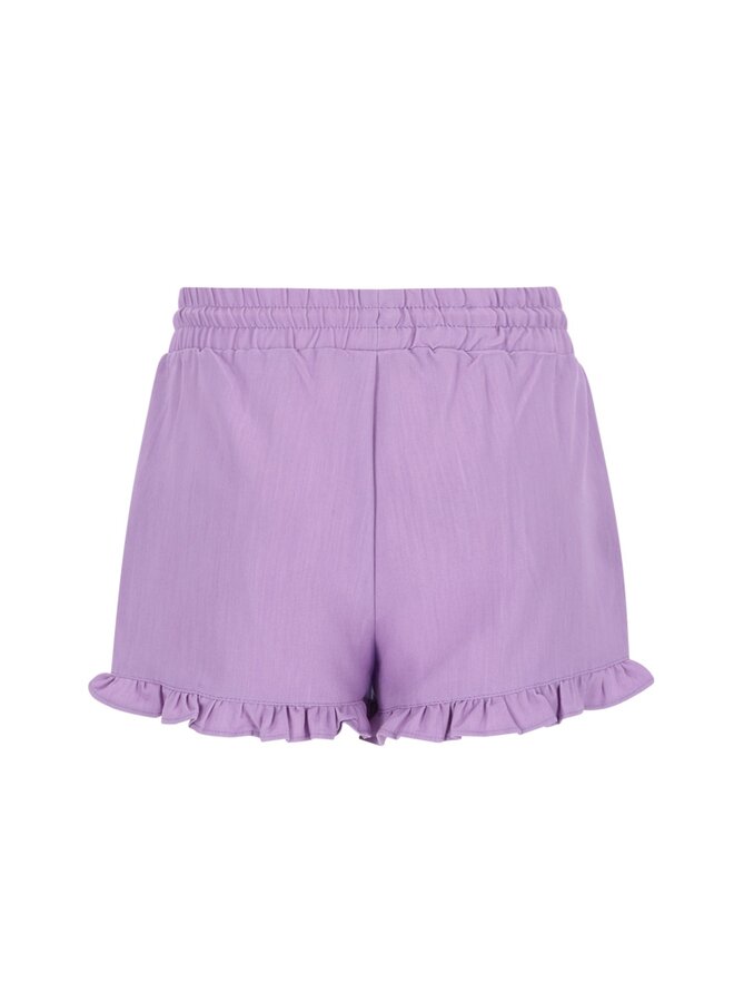 Fiona Flo girls chambrey short with ruffle hem F602-5603 | Lilac (600)