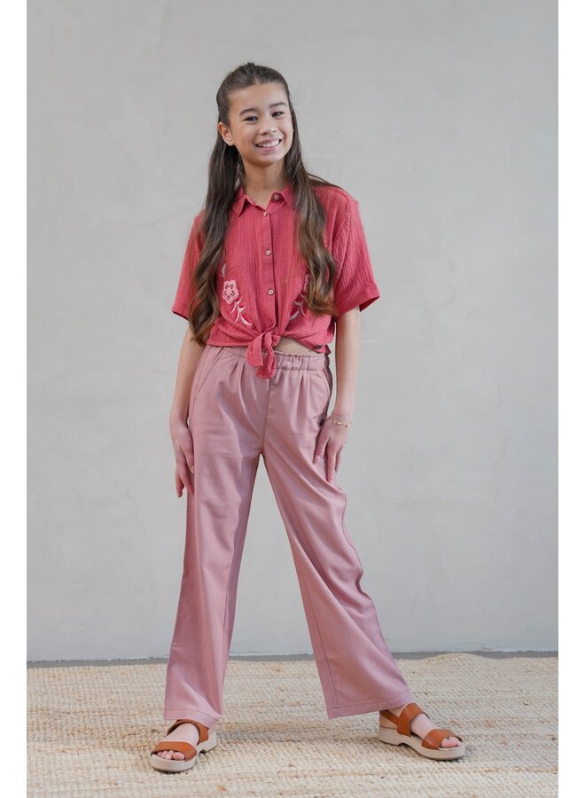 Fleur Flo girls chambrey pants F602-5607 | Old pink (200)