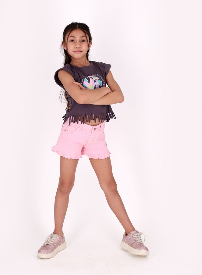 B.Nosy girls T-shirt fringe Tikki Y602-5435 | Old Grey (034)