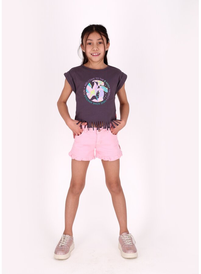 B.Nosy girls T-shirt fringe Tikki Y602-5435 | Old Grey (034)